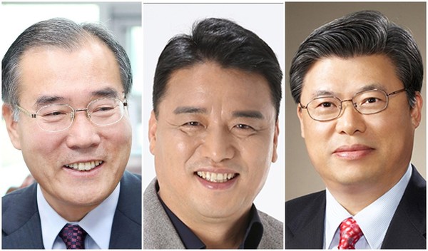 더불어민주당 이개호 정책위 의장과 박노원·이석형 예비후보.